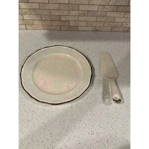Pearl China 22k serving plate with pie‎ serving knife